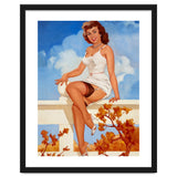 Beautiful Pinup Girl Posing On A Fence thumbnail