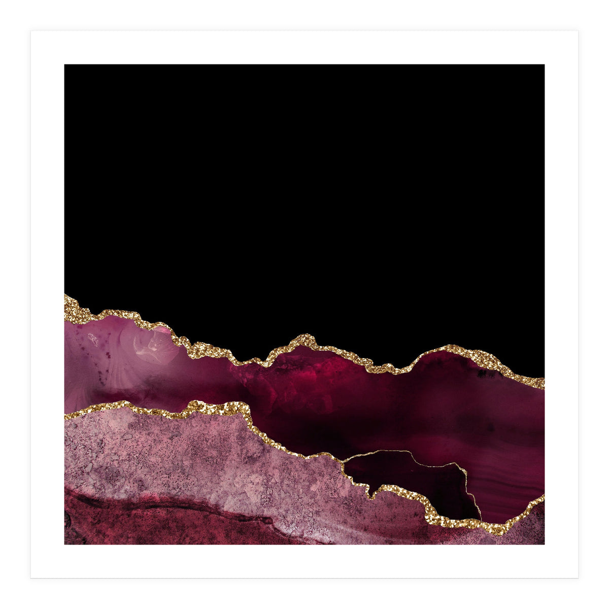 Burgundy & Gold Agate Texture 10  (Print Only)