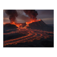 Volcanic Fury: Erupting Mountain Landscape (Print Only)