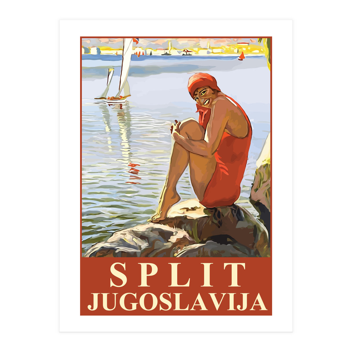 Split, Swimmer on a Rocky Coast (Print Only)