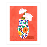 The Flowerpot, Floral Nature Watercolor Painting, Eclectic Bohemian Blossom Plants, Maximalism Contemporary Boho (Print Only) thumbnail