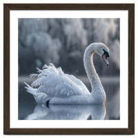 Majestic White Swan Gracefully Floating On Water