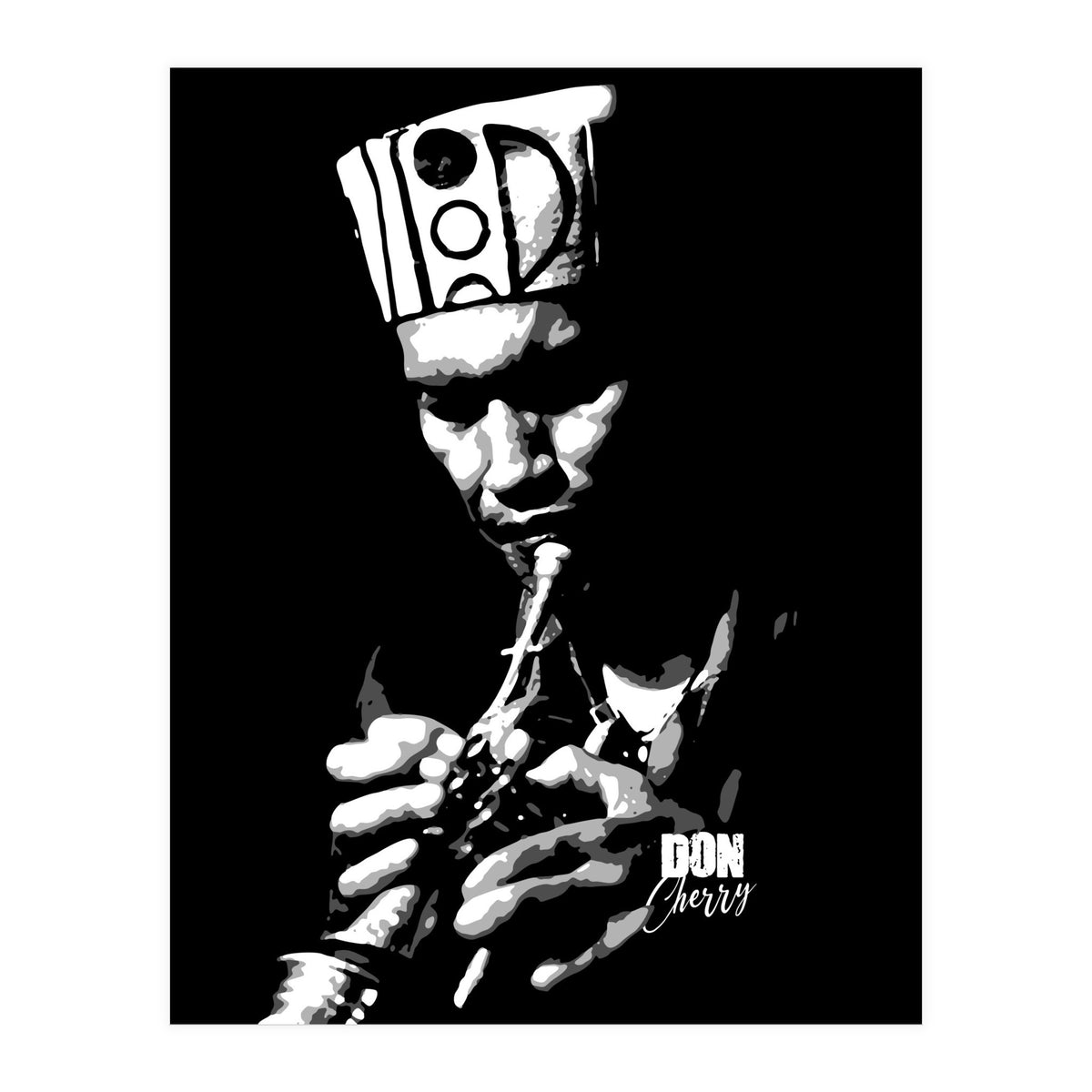 Don Cherry Trumpeter Jazz Music Legend in Grayscale (Print Only)