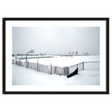 Snow-covered deserted basketball court in winter thumbnail