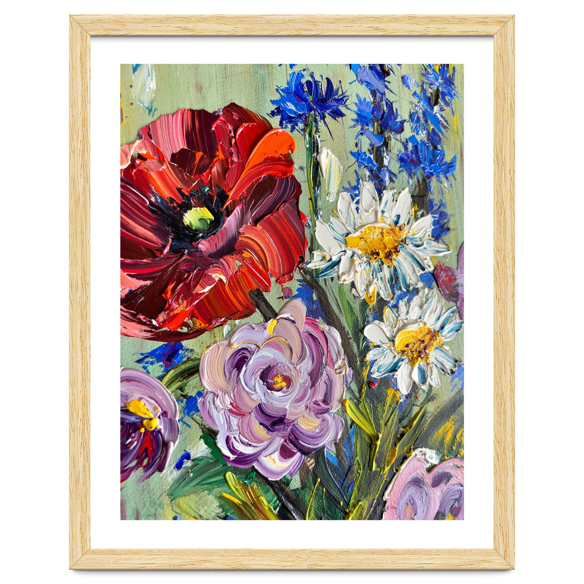 Vibrant Wildflower Meadow Oil Painting