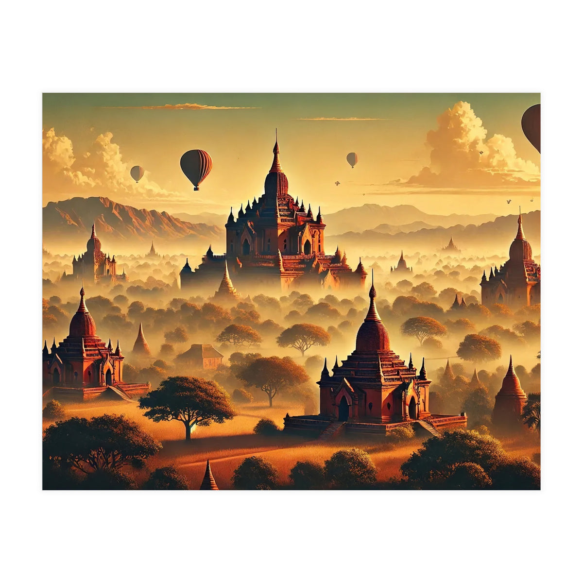Vintage Bagan Poster, Myanmar (Print Only)