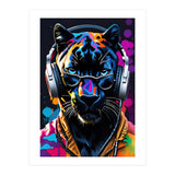 Panther In Headphones And Glasses (Print Only) thumbnail