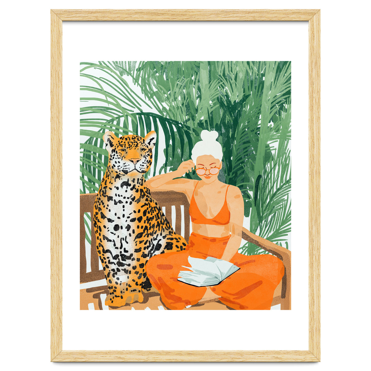 Jungle Vacay | Modern Bohemian Blonde Woman Tropical Travel | Leopard Wildlife Forest Reader