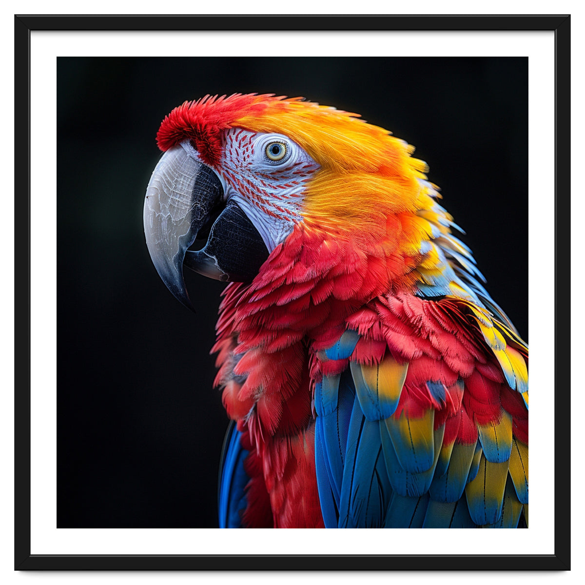 Scarlet Macaw Parrot Vibrant Plumage Close Up