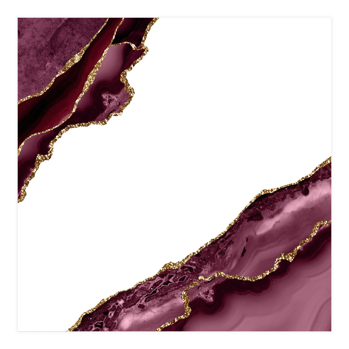 Burgundy & Gold Agate Texture 19  (Print Only)