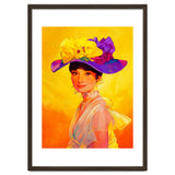 Audrey Hepburn Pop Art, Vibrant Floral Hat Portrait, Iconic Movie Star Illustration thumbnail