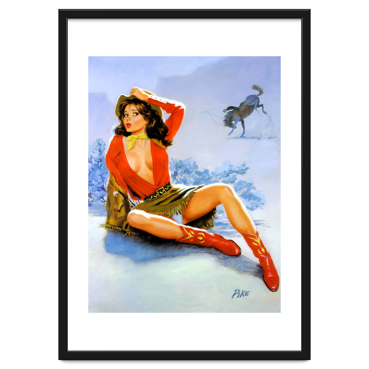 Pinup Girl Fell From A Wild Horse