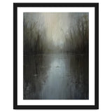 Ethereal Rainy Lake Forest Oil Painting thumbnail