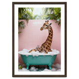 Giraffe in Bathtub, Whimsical Bathroom Art thumbnail