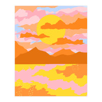 Colors Of The Sky, Sunset Sunrise Nature Landscape Illustration, Travel Adventure Bohemian Colorful (Print Only)