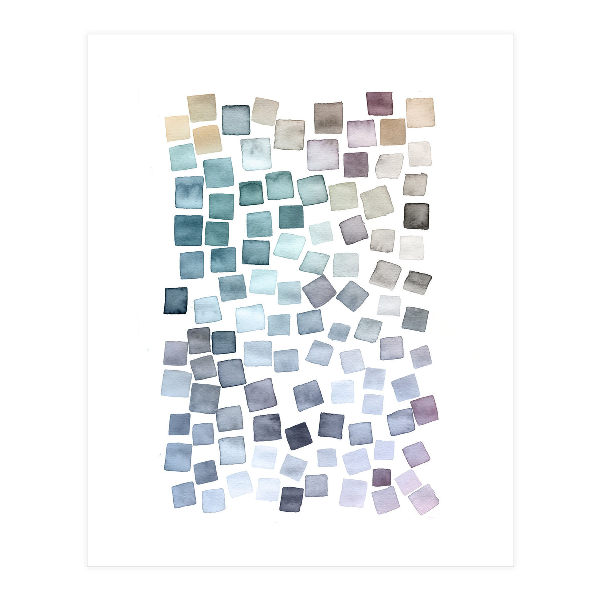 Watercolor Geometric Square Shapes Cozy (Print Only)