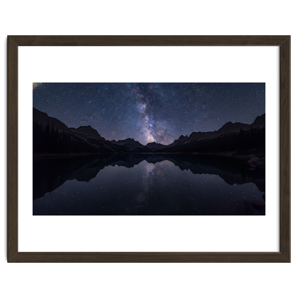 Starlit Reflection: Milky Way Over Mountain Lake