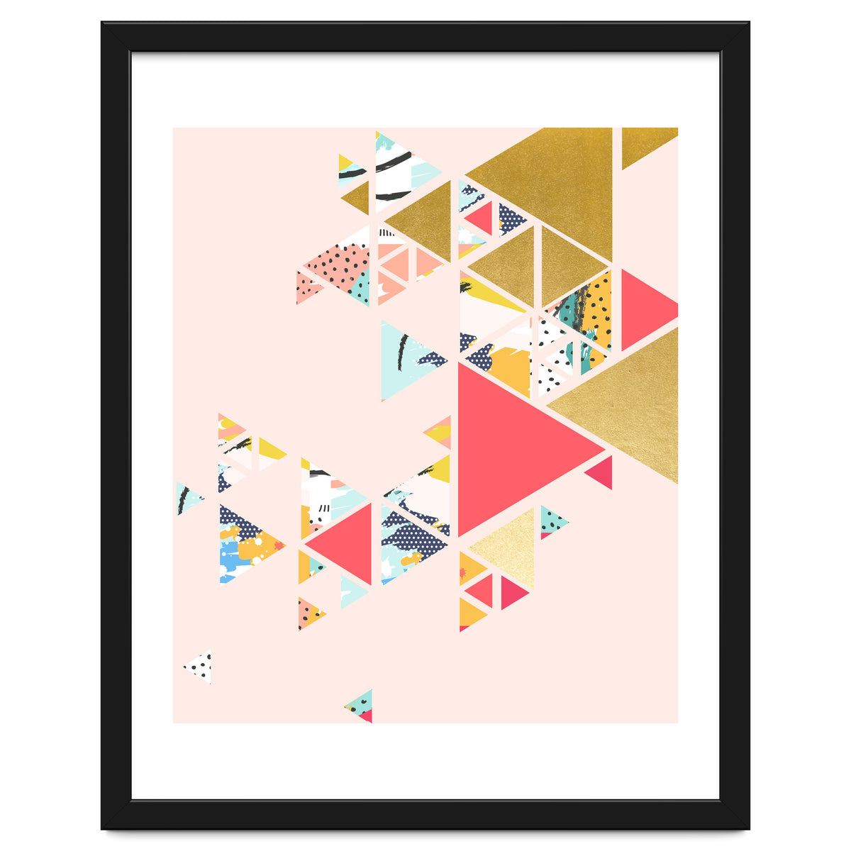 Gold Abstraction, Abstract Eclectic Colorful Geometrical, Blush Pastel Metallic Chic Graphic Design