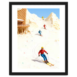 Skiing on Ice Cream Mountains, Miniature Skiers Winter Art Print for Kitchen Decor thumbnail