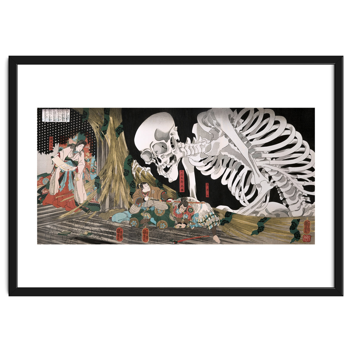 Utagawa Kuniyoshi – Mitsukuni Defying the Skeleton Specter (1910) | Dramatic Japanese Ukiyo-e Masterpiece