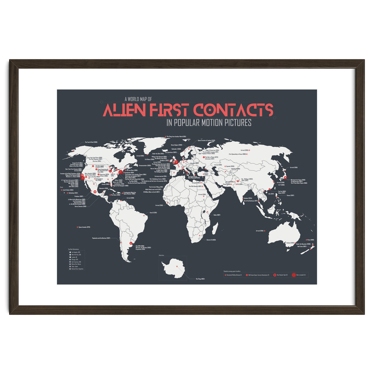 World Map of Alien First Contacts in Movies