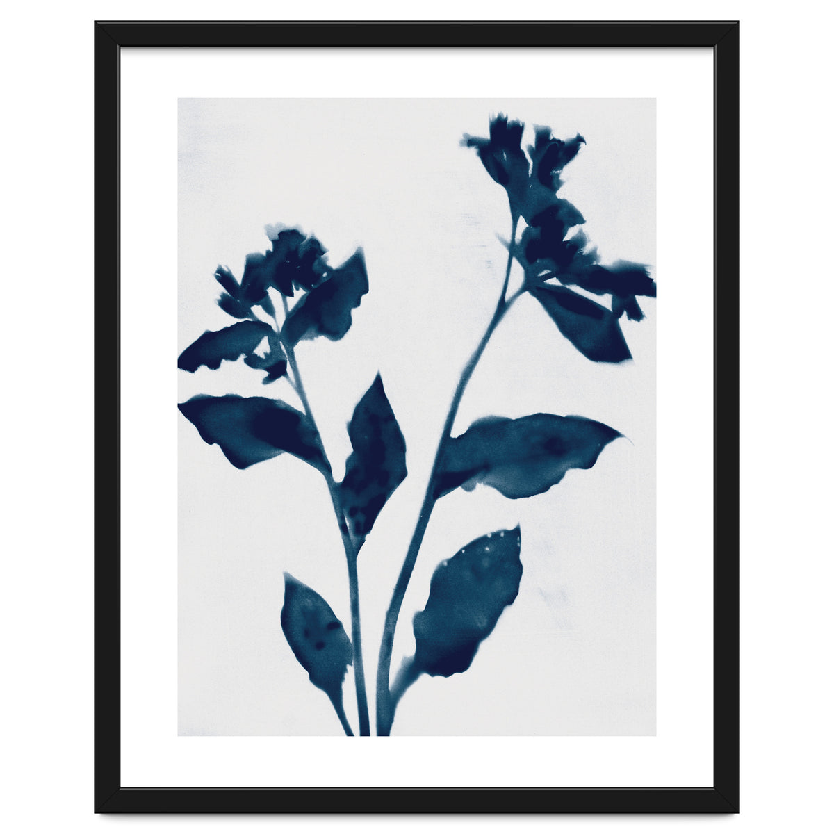 Indigo Blue Flower Silhouette 2