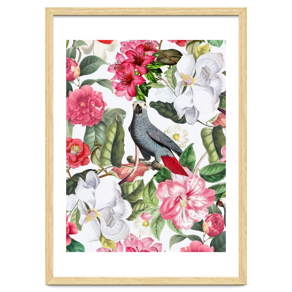 Vintage Cockatoo in Flower Jungle
