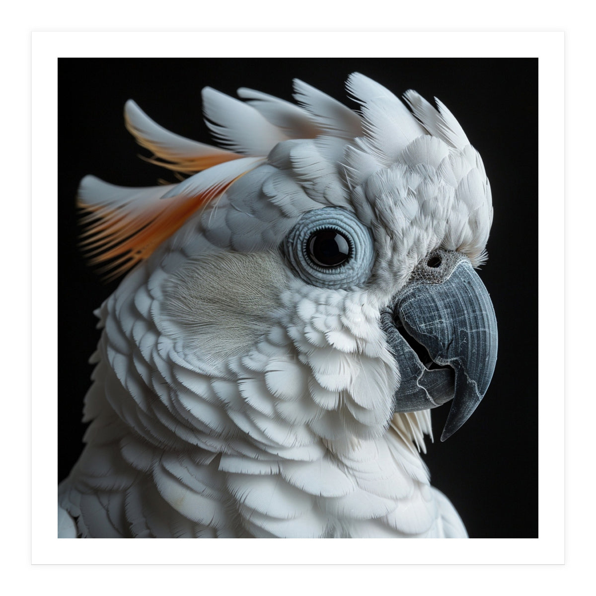 White Cockatoo Parrot With Orange Crest  (Print Only)