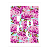 Love, Floral Typography Valentine's Graphic Design, Eclectic Modern Boho Botanical Rose Illustration (Print Only) thumbnail