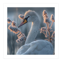Swan Portrait Dew Drops Morning Light (Print Only)