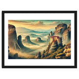 Vintage Greece, Meteora Monasteries Poster thumbnail