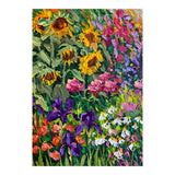 Vibrant Summer Sunflower and Iris Meadow Oil Painting (Print Only) thumbnail