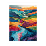 Colorful Abstract River Valley Landscape Art (Print Only) thumbnail