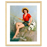 Pinup Girl Fishing With Her Dog thumbnail