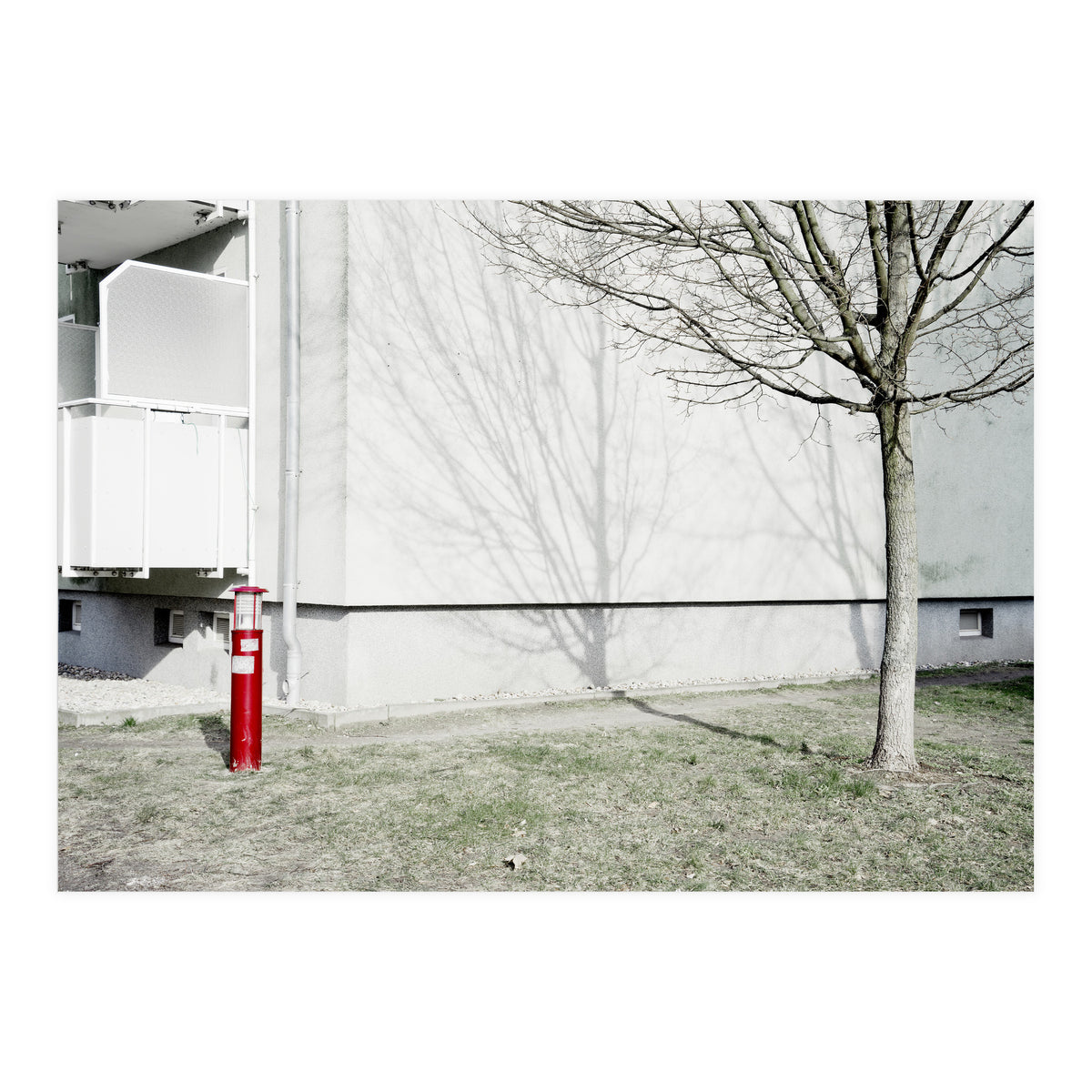 Red light pole and Tree shadow on the wall (Print Only)