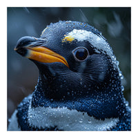 Macro view of a Penguin with Water Droplets (Print Only)