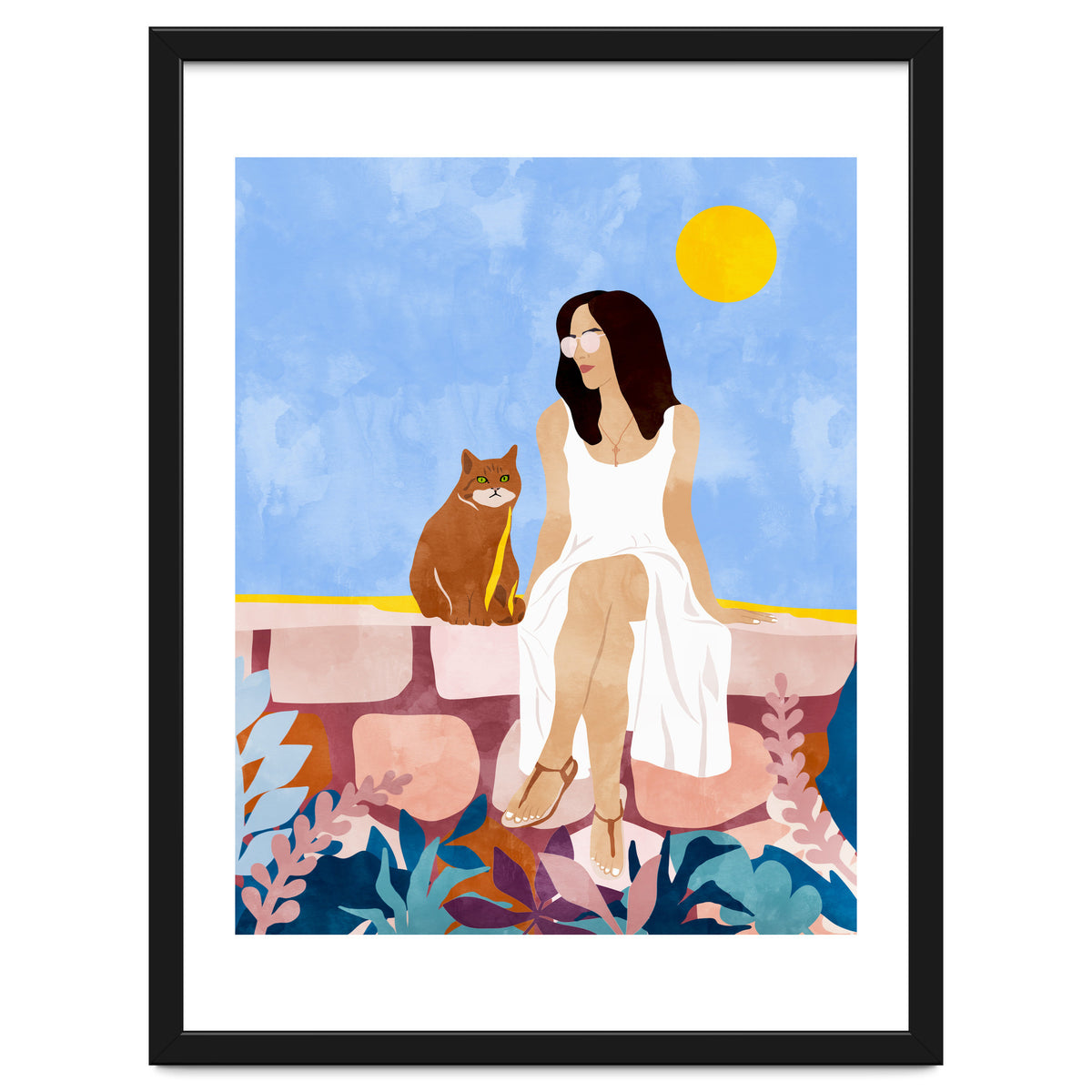 Butterscotch, Cats Pets Cat Mom Watercolor Painting, Pet Parent Animals Quirky Bohemian