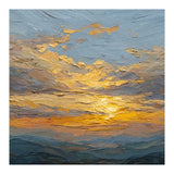 Atmospheric Golden Sunset Impasto Oil Painting Featuring Textured Clouds (Print Only) thumbnail