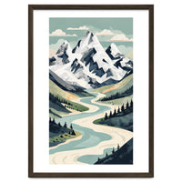 Majestic Alpine Peaks: Organic Modern Landscape Art