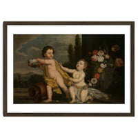 German Master (18th Century) – Two Putti with Garlands of Flowers