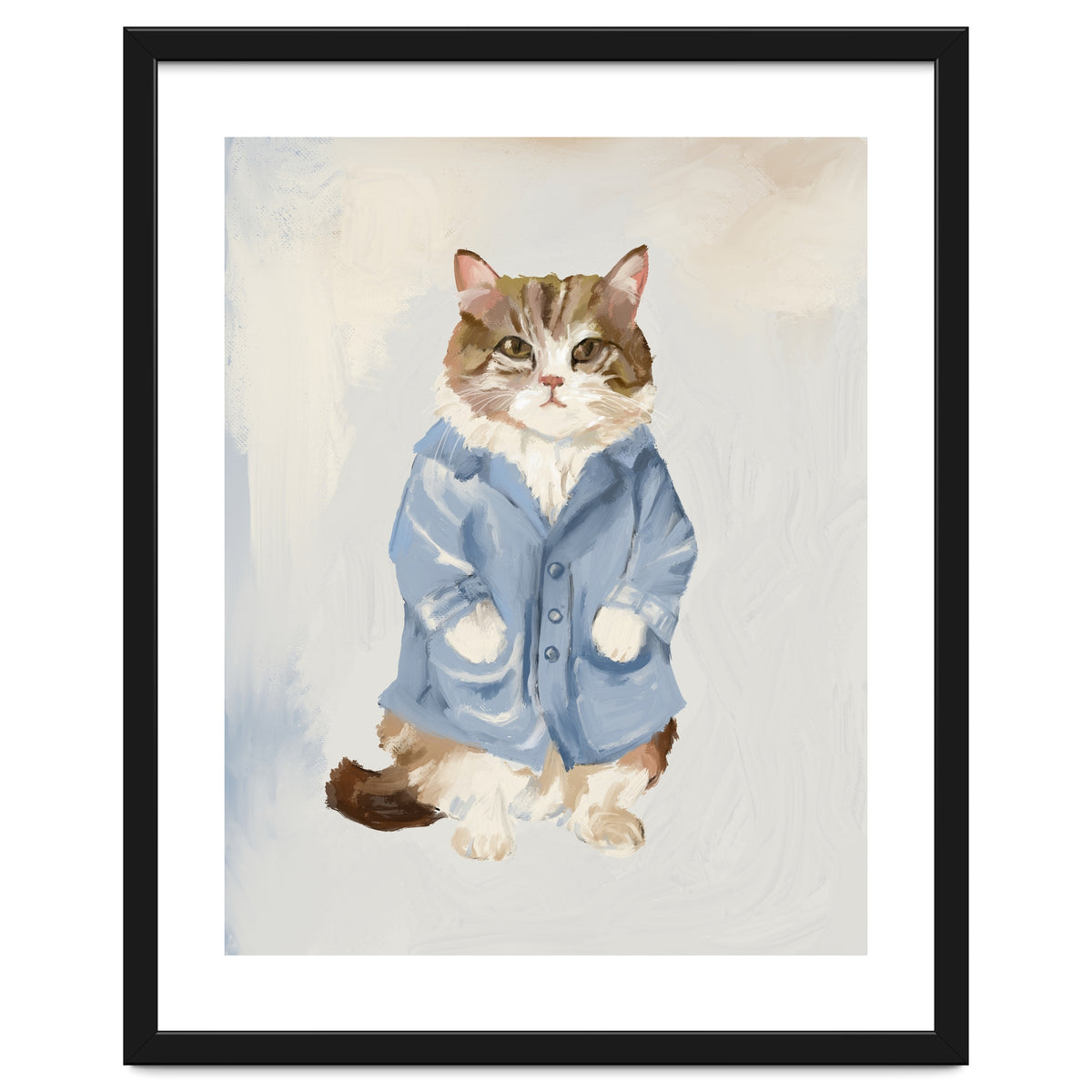 Sir James fluffy Tom cat in his blue pajamas oils