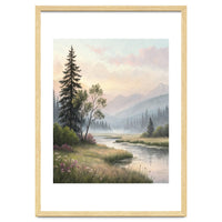 Dreamy Alpine Valley Landscape Painting