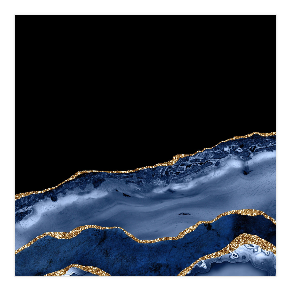 Navy & Gold Agate Texture 17 (Print Only)