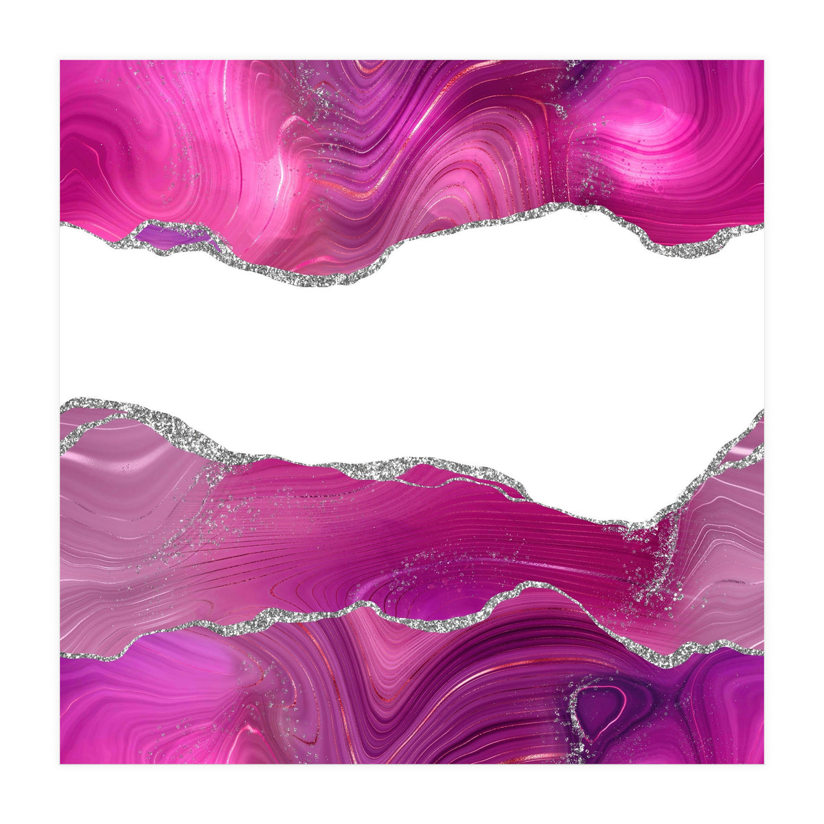 Magenta & Silver Agate Texture 08  (Print Only)