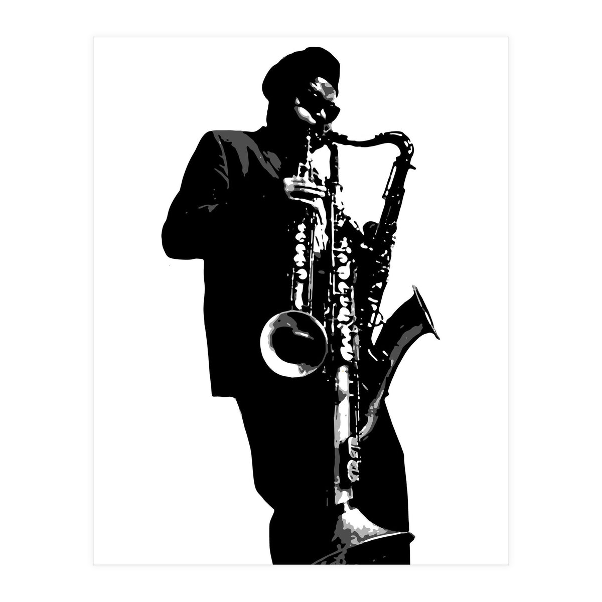 Rahsaan Roland Kirk Jazz Music Legend in Grayscale (Print Only)