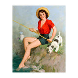 Pinup Girl Fishing With Her Dog (Print Only) thumbnail
