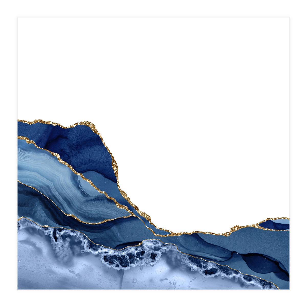 Navy & Gold Agate Texture 19 (Print Only)