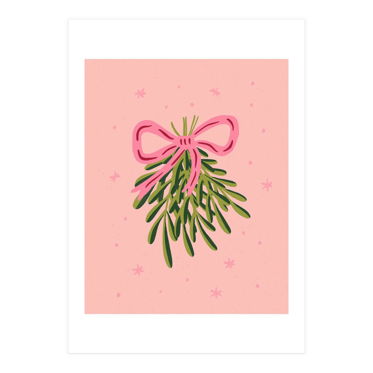 Mistletoe And Pink Bow (Print Only)