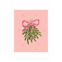 Mistletoe And Pink Bow (Print Only)