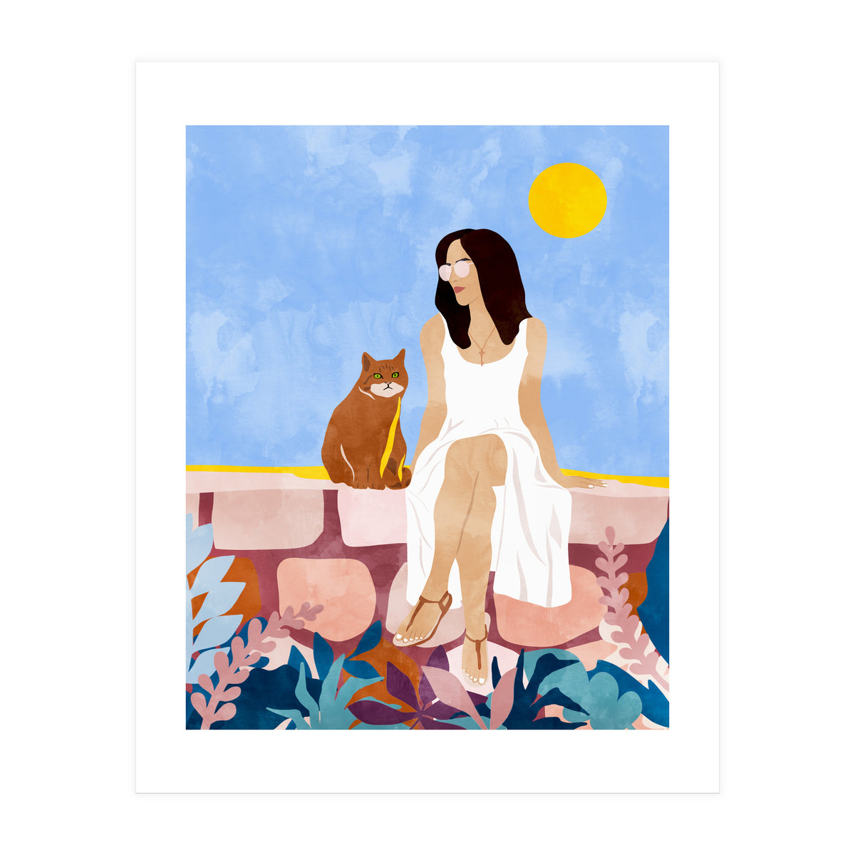 Butterscotch, Cats Pets Cat Mom Watercolor Painting, Pet Parent Animals Quirky Bohemian (Print Only)